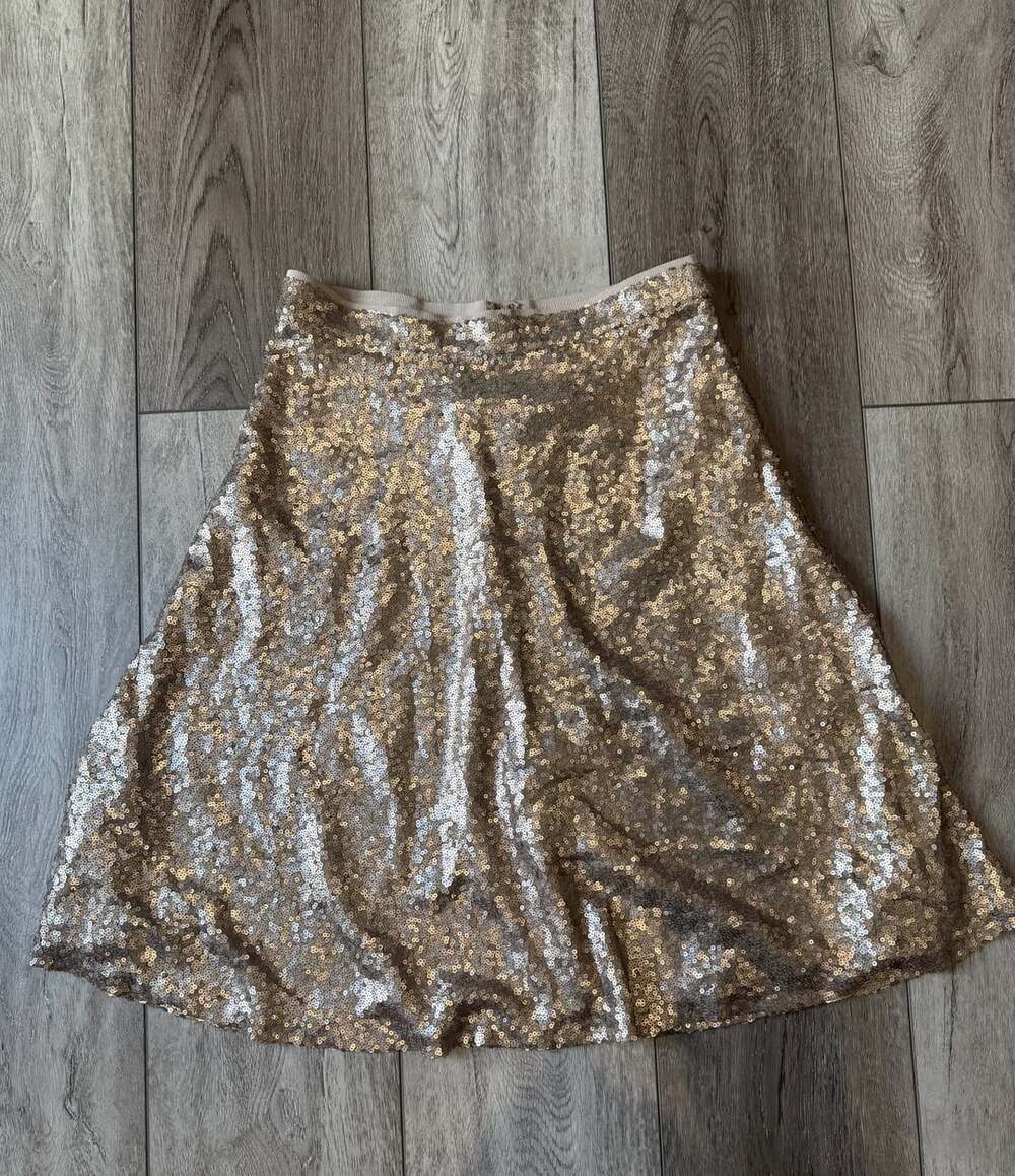 Ann Taylor Sequin Skirt Size 00P Gold Petite